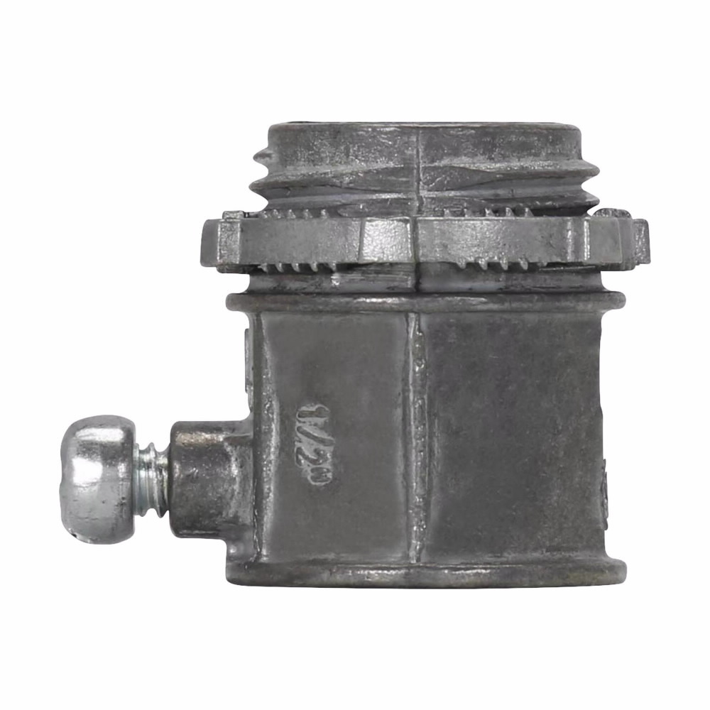450DC Non-Insulated Setscrew Straight Connector, 1/2 in Trade, For Use With Thin Wall EMT Conduits, Die Cast Zinc, Natural