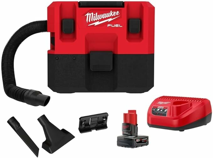 0960-21 M12 FUEL Cordless Handheld Wet/Dry Vacuum Kit, 6 A, 1.6 gal Tank, 12 V, Polycarbonate Housing