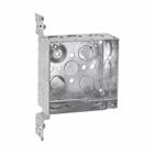 Eaton Crouse-Hinds series Square Outlet Box, (2) 1/2", (2) 1/2", (1) 3/4" E, 4", VMS, Conduit (no clamps), Welded, 2-1/8", Aluminum, (6) 1/2", (3) 1/2", (1) 3/4" E, Includes ground screw with pigtail lead, 30.3 cubic inch capacity