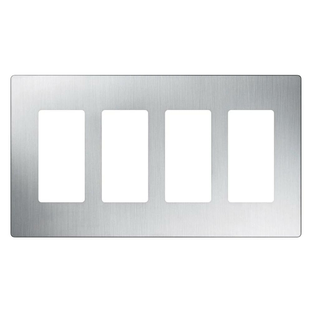CW-4-SS Claro Wall Plate for Decorator/Designer Paddle Switches and Dimmers, 4 Gang, Gloss, Stainless Steel