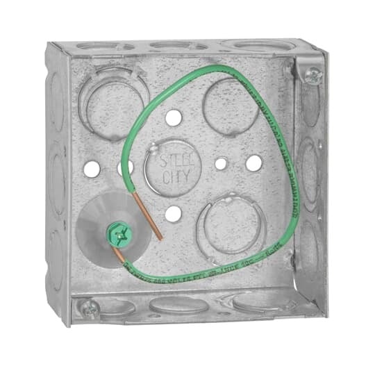 521511234EWGBP eFab Outlet Box, Steel, 21 cu-in Capacity, (1) Outlets, (11) Knockouts, 4 in H x 4 in W x 1-1/2 in D