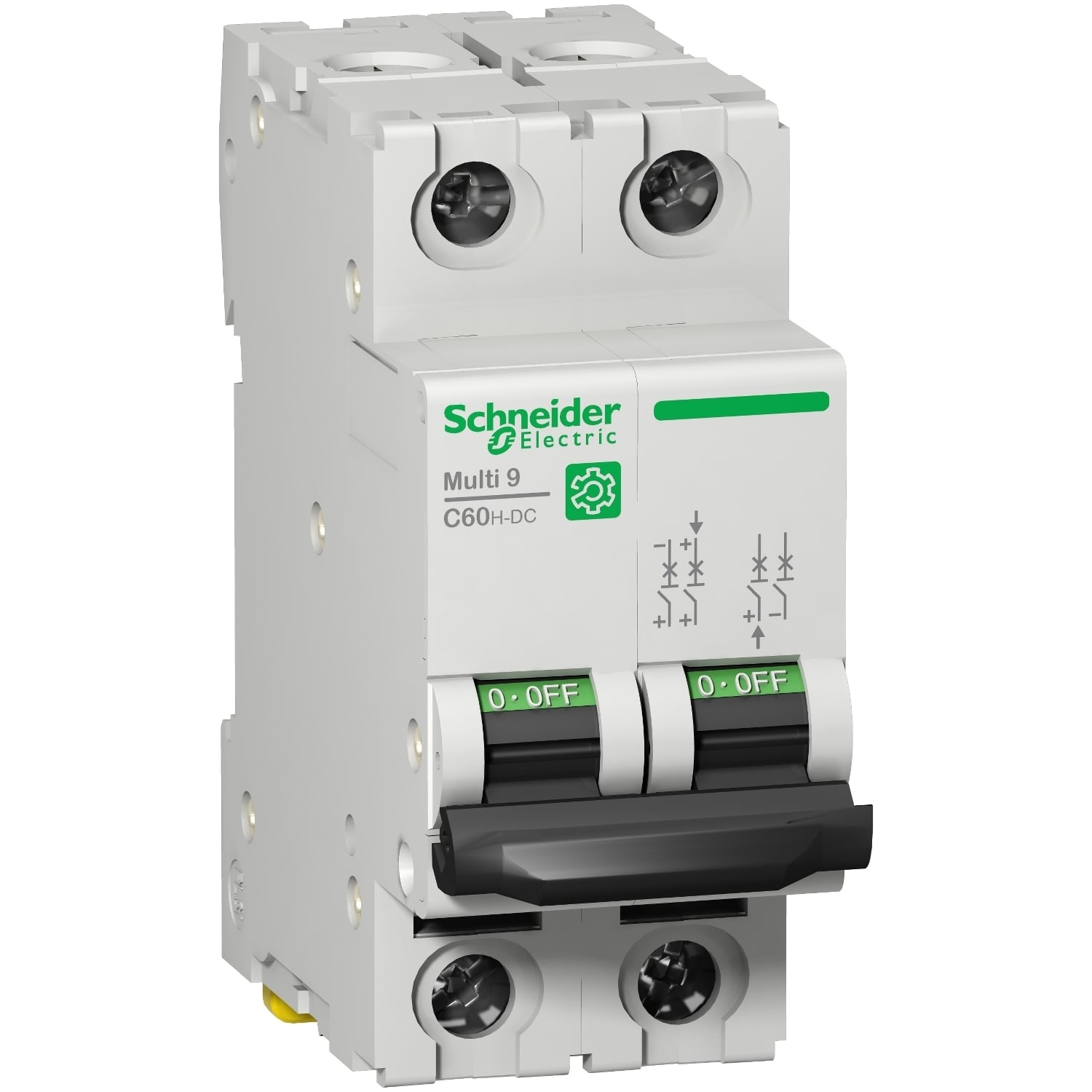M9U21225 C60H-DC Multi-Standard Miniature Circuit Breaker, 220/440/500 V AC/500 V DC, 25 A, 10 kA Interrupt, 2 Poles, Thermal Magnetic Trip