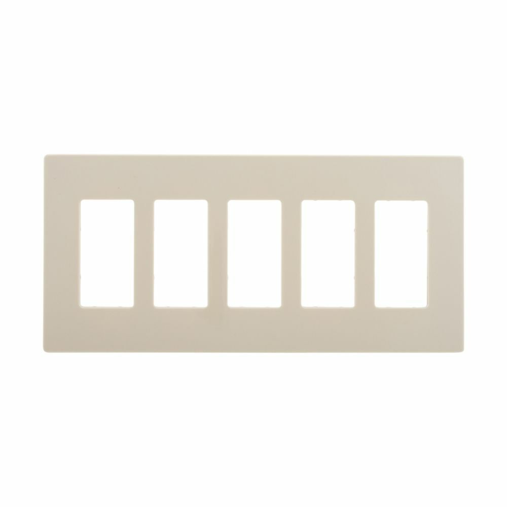 Eaton Screwless wallplate, Screwless, Lt. Almond, Decorator Cutout, Polycarbonate, Five- gang, Mid-size