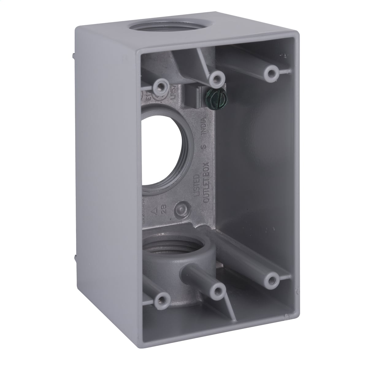 5387-0 Deep Weatherproof Outlet Box With Lugs, Die Cast Aluminum, 22.5 cu-in, 1 Gang, 3 Outlets, 4-1/2 in H x 2-3/4 in W x 2-5/8 in D