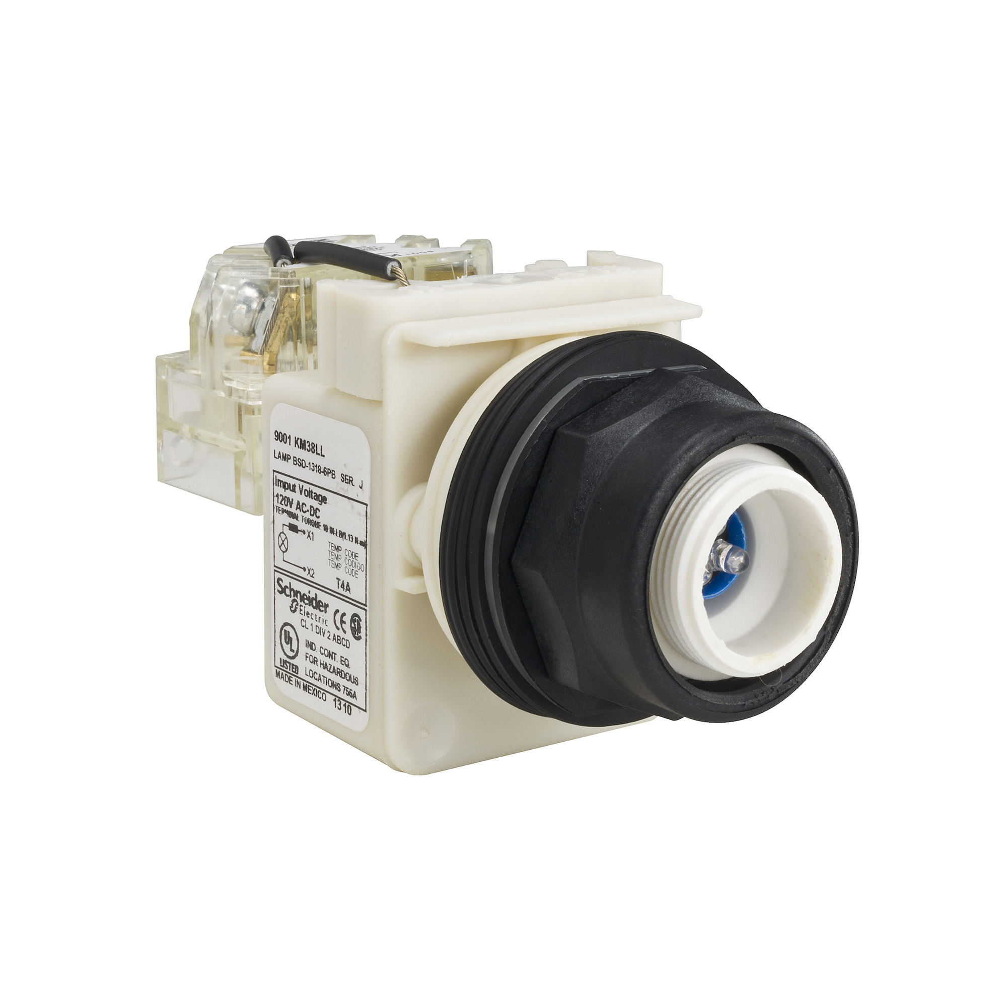 9001SKT38LL Harmony Type SK Corrosion-Resistant Pilot Light, 120 V AC/DC, 1.4 VA, Round Lens, Panel Mount