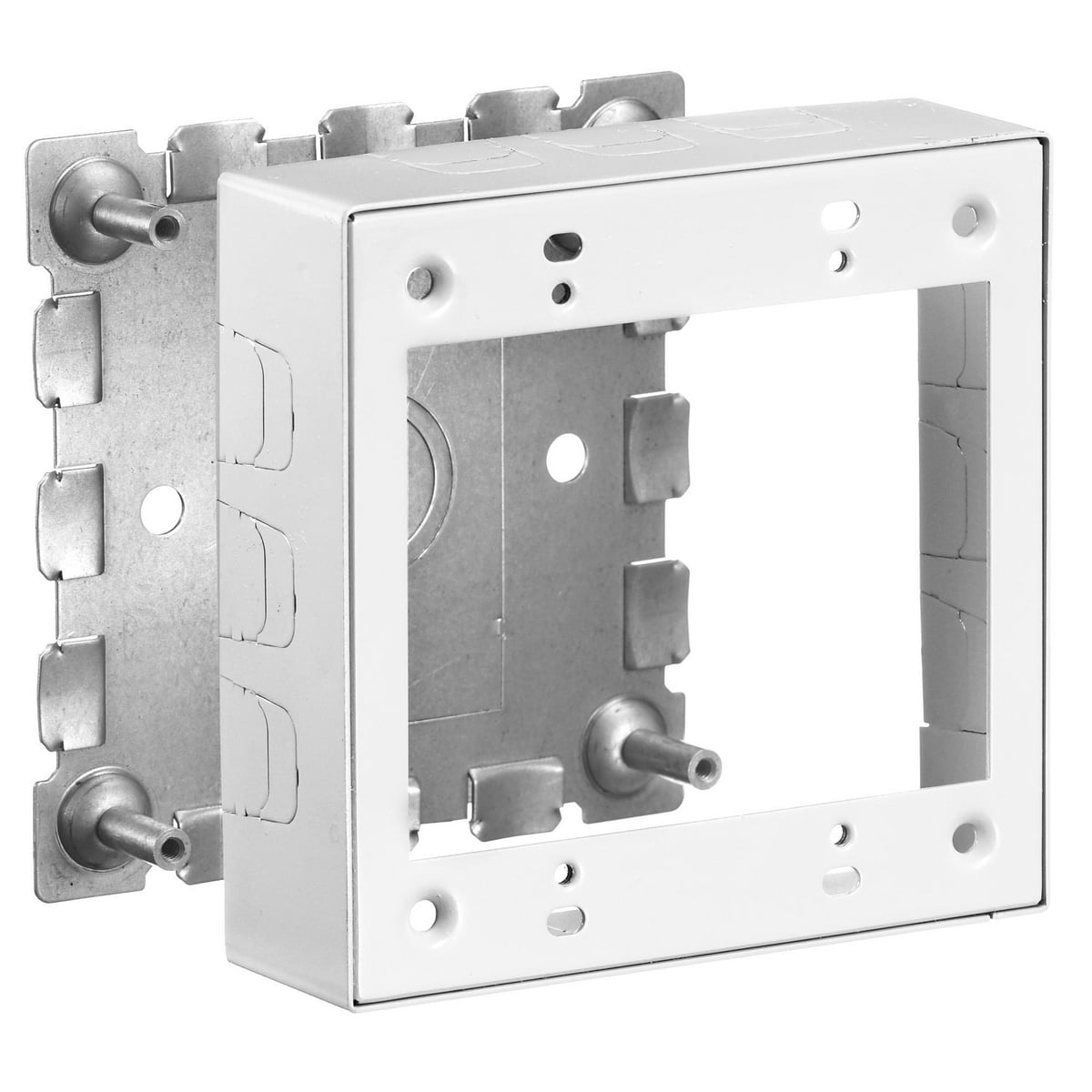 HBL57472WA 2-Gang Combination Standard Shallow Box With 1/2 in NPT Knockout, 5.6 in L x 4.7 in W x 1.4 in H, Rolled Steel, White