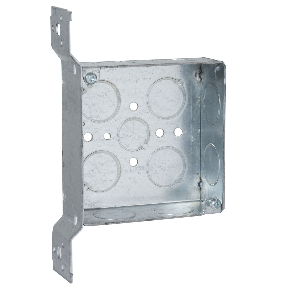 199 Square Box, Steel, 21 cu-in Capacity, (11) Knockouts, 4 in H x 4 in W x 1-1/2 in D