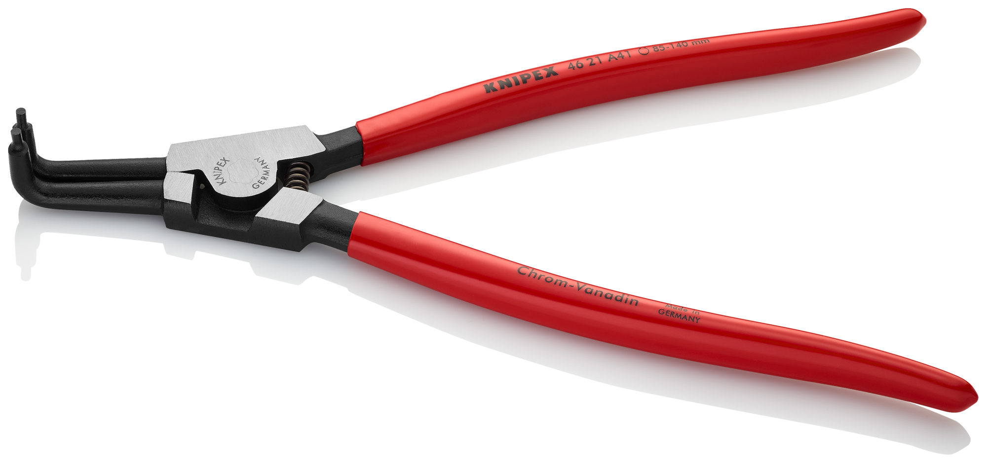 External 90° Angled Snap Ring Pliers-Forged Tips, 12 in., Plastic coating, 1/8 in. Tips