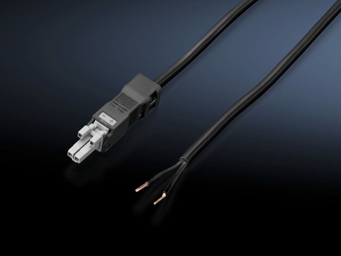 2500410 In-Feed Connection Cable, For Use With LED System Light, 24 V DC, 18 AWG, 2-Pole, Black