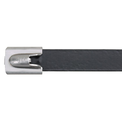 MLTFC6H-LP316 Pan-Steel MLTFC Cable Tie, 20.5 in L x 0.319 in W x 0.017 in THK, 316 Stainless Steel/Fully Coated Polyester, Black