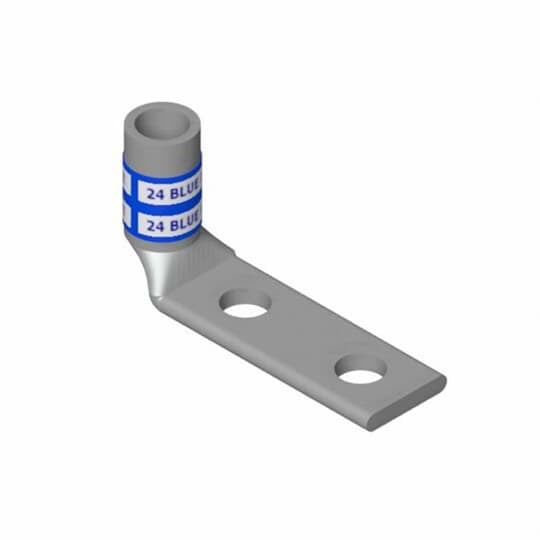 54207UB Color-Keyed 54200 2-Hole Non-Insulated Compression Lug Connector With Peep Hole, 2 AWG Copper Conductor, Die Code: 33, 1/4 in Stud, Copper