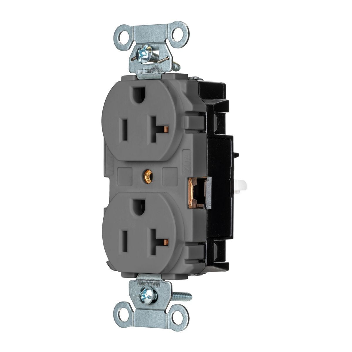 BR20STGY EdgeConnect Straight Blade Receptacle, 125 V, 20 A, 2 Poles, 3 Wires, Grey