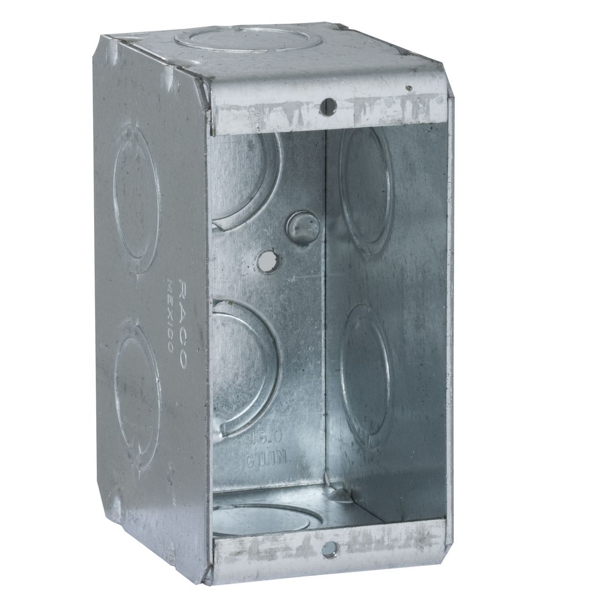 690 Non-Gangable Masonry Box, Steel, 16 cu-in Capacity, 1 Gangs, 1 Outlets, 8 Knockouts