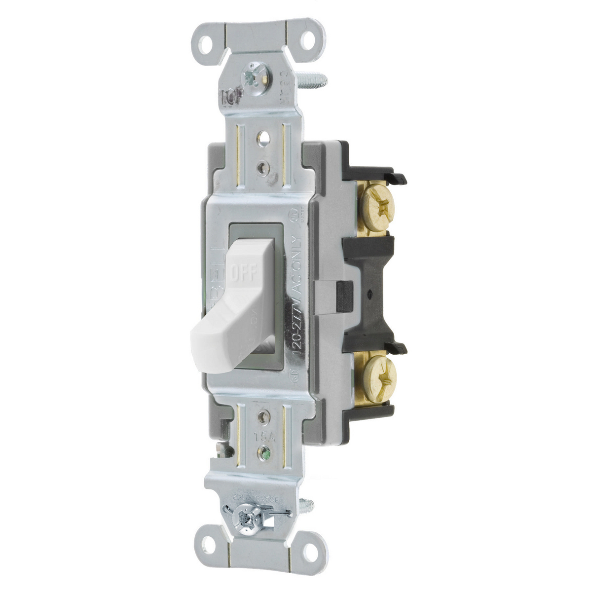 CSB115W Specification Grade Standard AC Toggle Switch, 120 to 277 V AC, 15 A, 4155 W Power Rating, 2-Position Contact