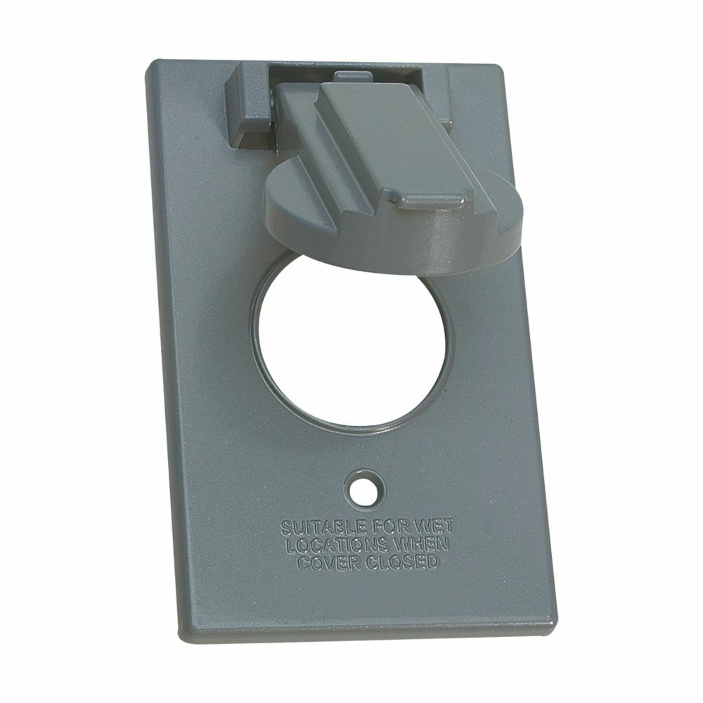 TP7202 Thepitt Weatherproof Outlet Cover, 1.52 in Dia, 4-1/2 in L x 4-5/8 in W x 7/8 in D, Self-Close Cover, Die Cast Aluminum