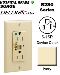 8280-I Self-Grounding Surge Protective Receptacle, 125 V AC, 15 A, 5 kA Short Circuit