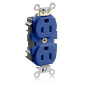 M5262-SB Lev-Lok Straight Blade Duplex Receptacle, 125 VAC, 15 A, 2 Poles, 3 Wires, Blue