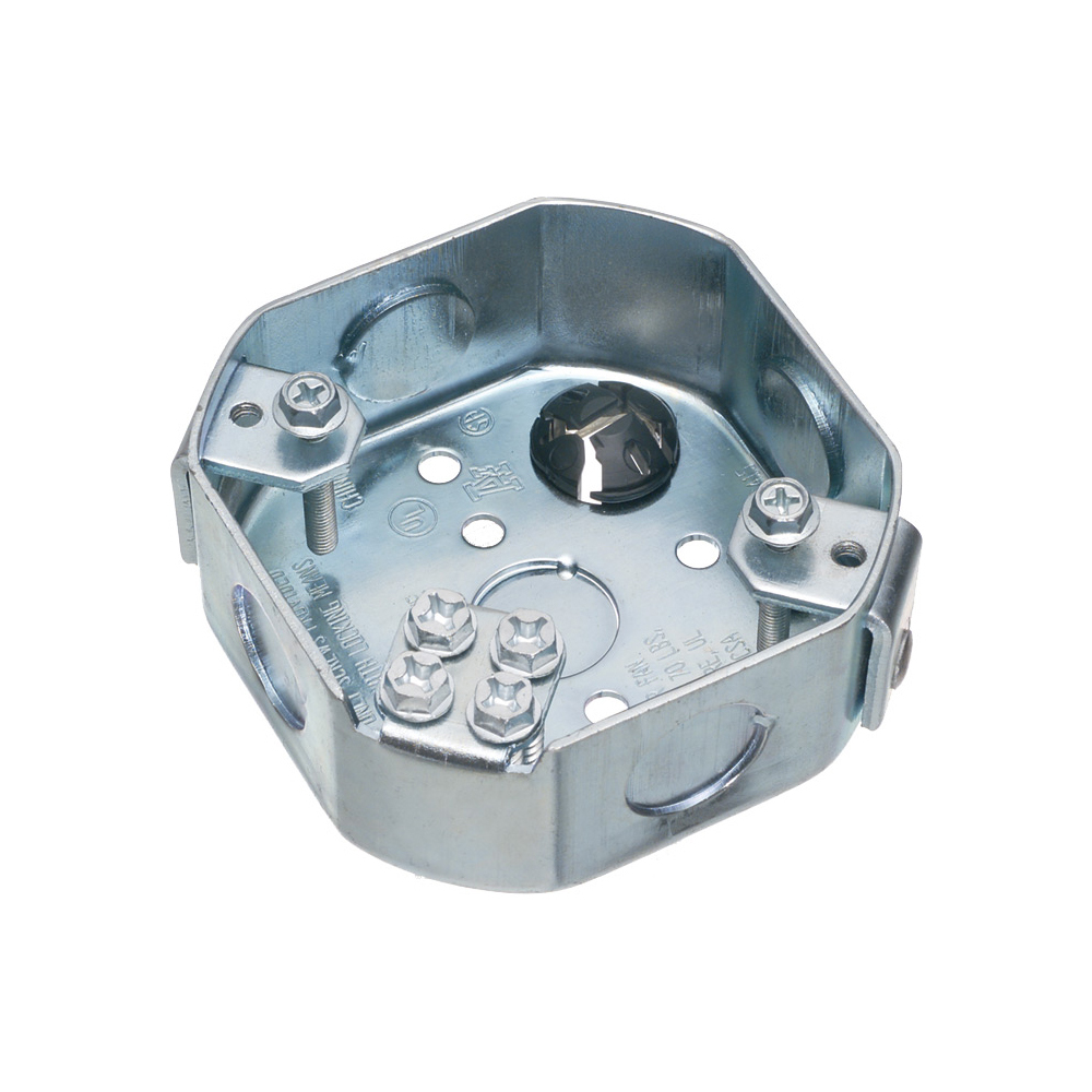 FBS415 Fan/Fixture Mounting Box With Knockout, Steel, 14.6 cu-in Capacity, 5 Knockouts, 3.572 in L x 4.25 in W x 1.5 in H