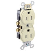 CR15-T 1-Phase Duplex Indented Face Self-Grounding Straight Blade Receptacle, 125 V AC, 15 A, 2 Poles, 3 Wires, Light Almond