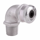 Eaton Crouse-Hinds series CGE cable gland, Cable range min/max: 0.875-1.000", Non-armoured and tray cable, 90 angle, Non-armoured gland, Feraloy iron alloy, General purpose, 1" NPT, 0.630 thread length