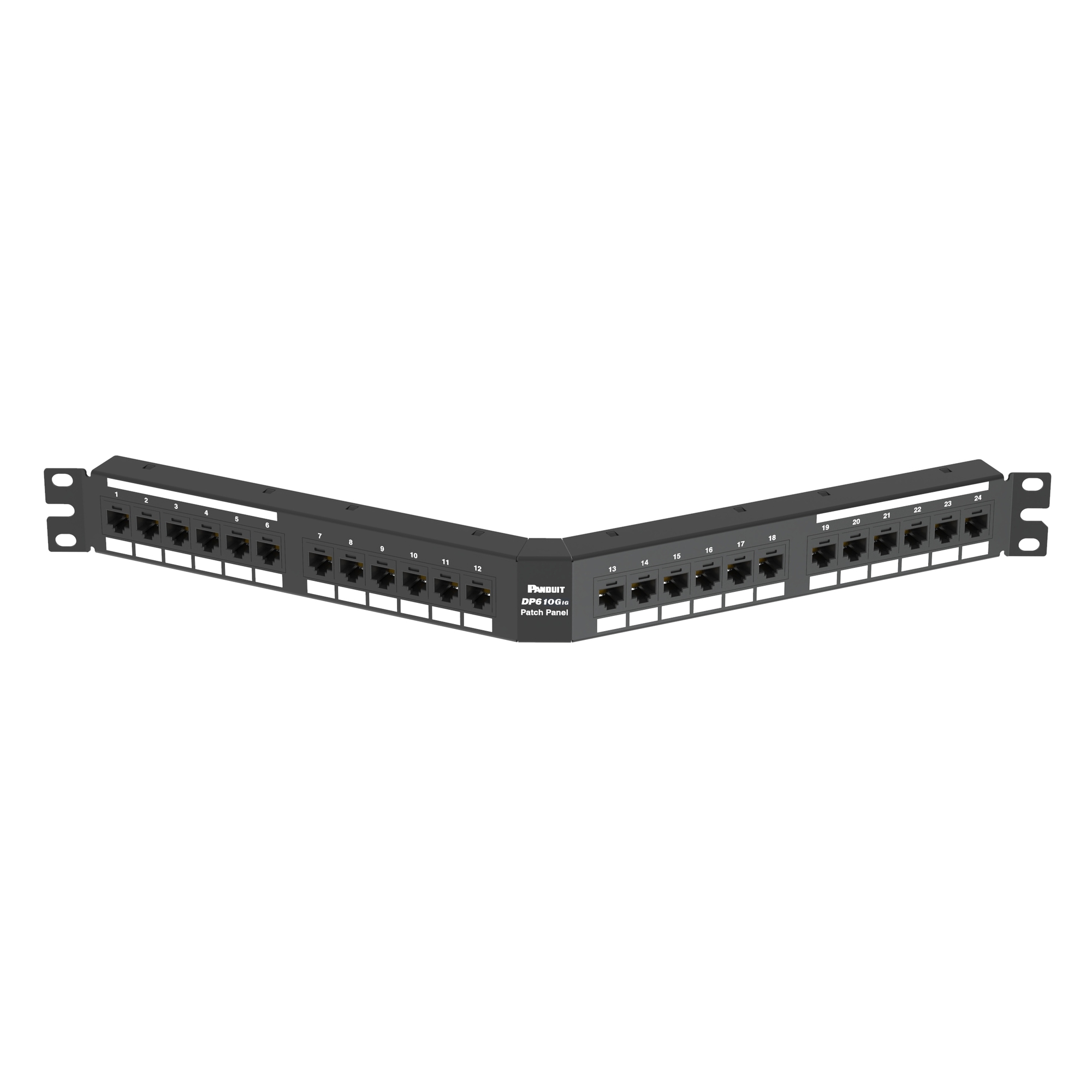 DPA246X88TGY 10Gig Data-Patch DP6A PanNet 1RU Angled Patch Panel Kit, 24 Ports, Cat 6A, 26 to 22 AWG Terminal, Cold Rolled Steel