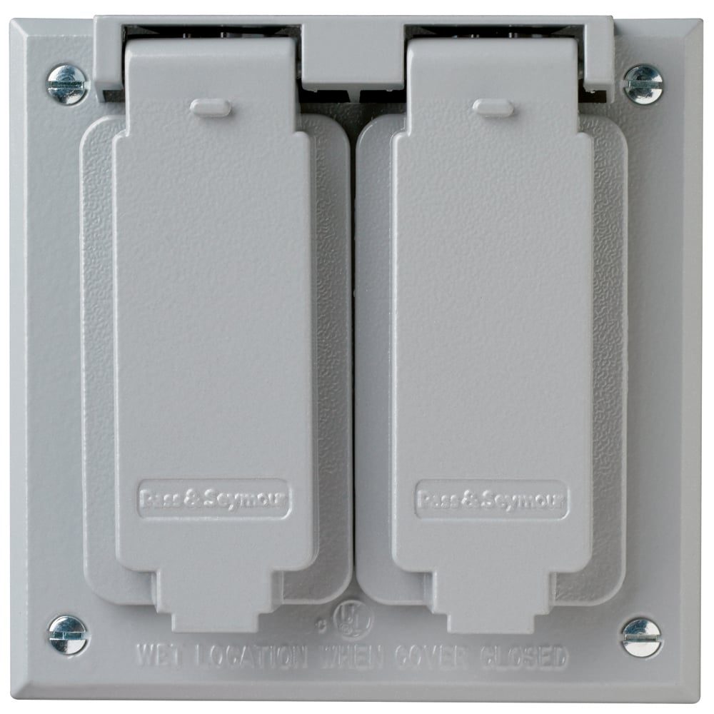 CA268G 2-Gang Cast Weatherproof Cover, 1 Decorator and 1 Duplex Openings, Gray