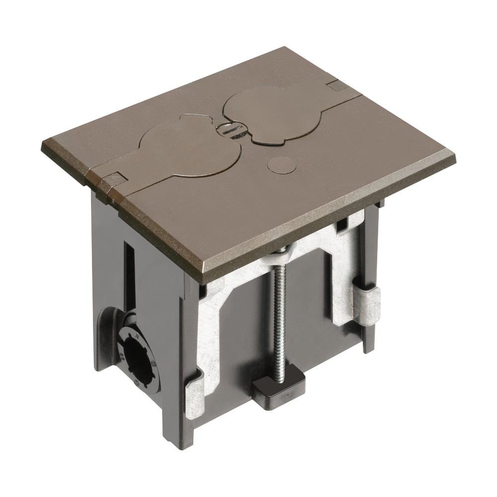 FLBAF101BR Adjustable Floor Box, Plastic, 1 Gangs, 4.655 in L x 3.75 in W x 4.047 in H