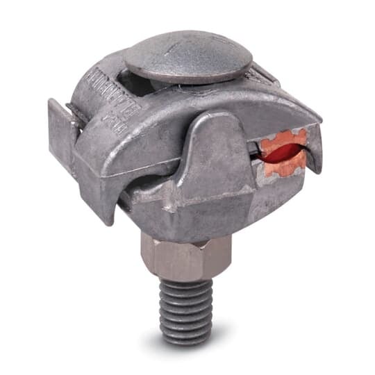 PAC345 Blackburn 2-Conductor Type PAC Parallel Groove Clamp With Cast Copper Liner, ACSR/Aluminum/Copper/Solid/Stranded Conductor, 8 to 1/0 AWG Main/Run, 8 to 1/0 AWG Tap, 3/8 in Bolt, Aluminum