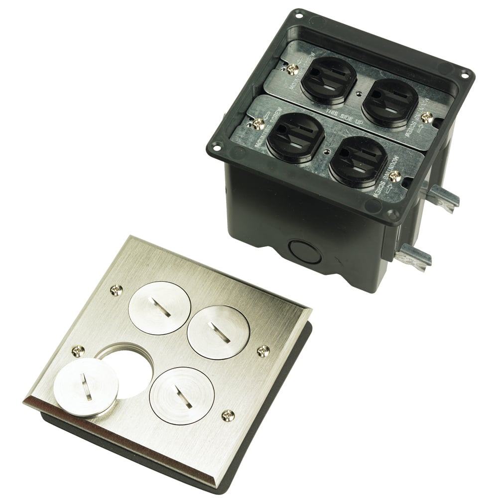 FB2TRDR2N  Floor Box Assembly - Two Gang for Wood Sub-Floors