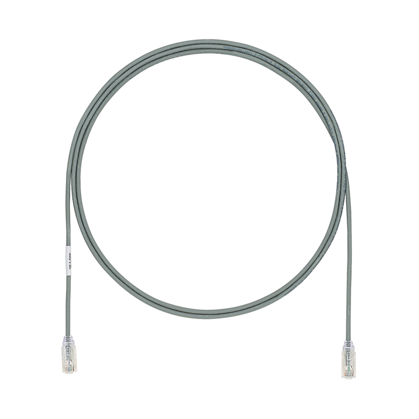 UTP28X3GY PanNet TX6A-28 Small Diameter Patch Cord, Cat 6A, 28 AWG F/UTP Copper Conductor, RJ45 Modular Plug Connector, 3 ft L Cord