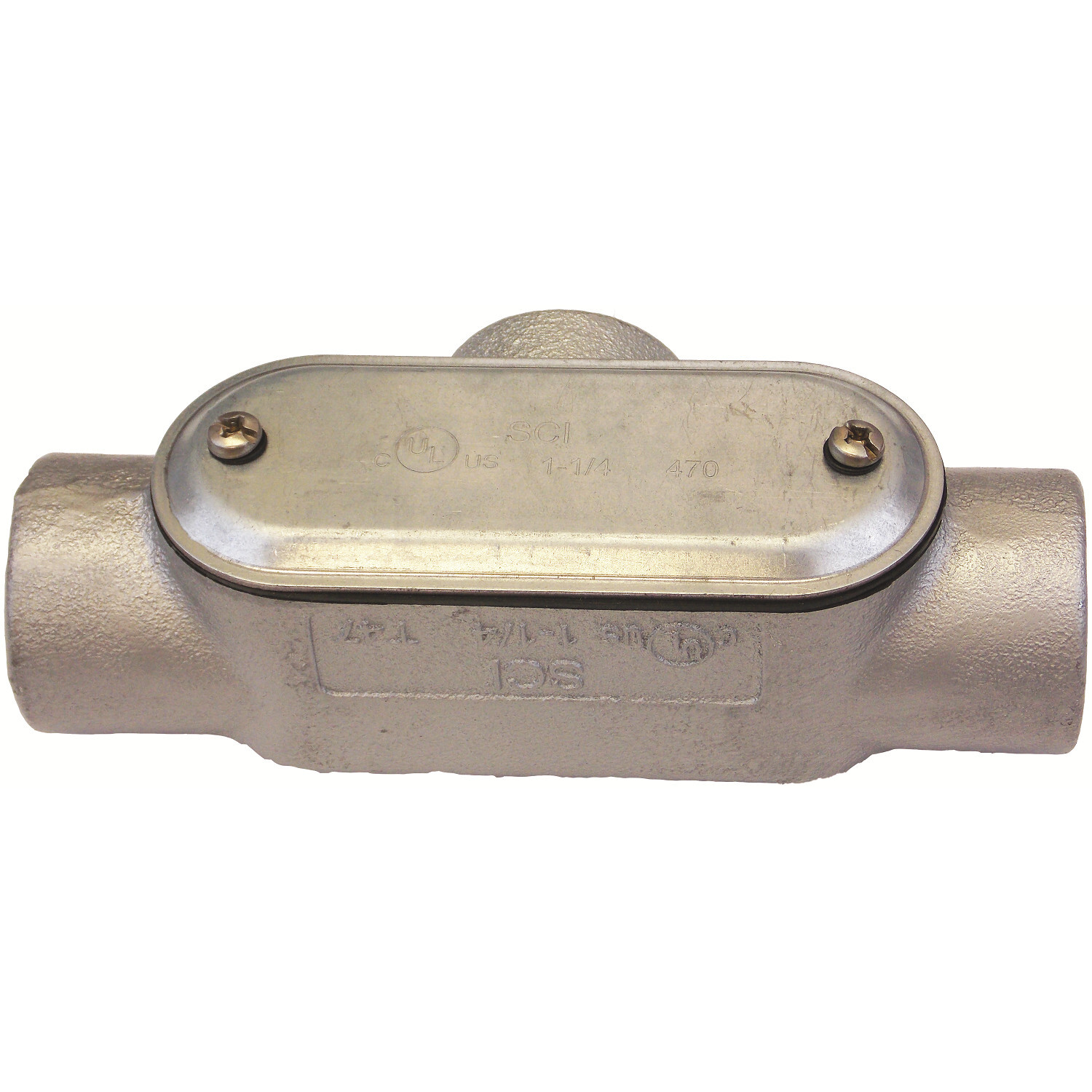 T27-CGKON Type T Conduit Body With Steel Cover, Screw, Neoprene Gasket, 3/4 in Hub, 7 Form, Gray Iron, Zinc Plated