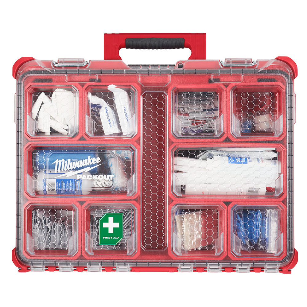 48-73-8430 PACKOUT First Aid Kit, Wall Mount, 204 Components, Plastic Case, 4.6 in H x 19.7 in W x 15.2 in D