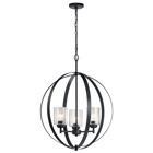 The modern Winslow(TM) 3-light chandelier in a Black finish with Clear Seeded glass shade pair beautifully with the linear arms, bringing light and dimension to a space.
