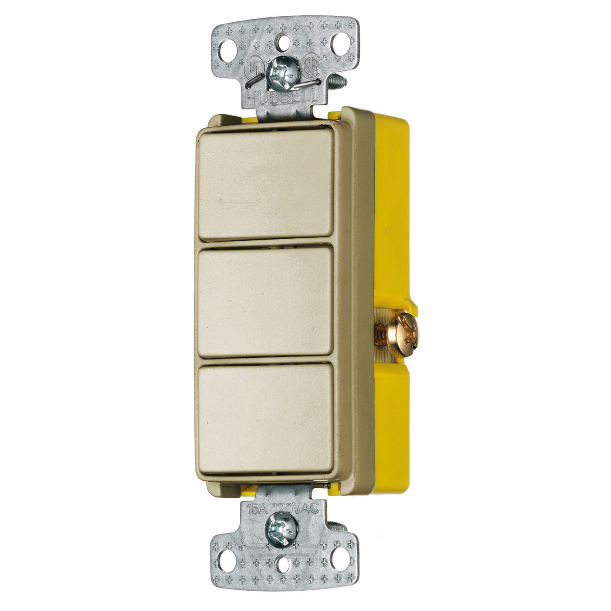 RCD111I Decorator 3-Way 2-Position Standard Combination Switch, 120/277 V AC, 15 A, 4155 W Power Rating, 2-Position Contact