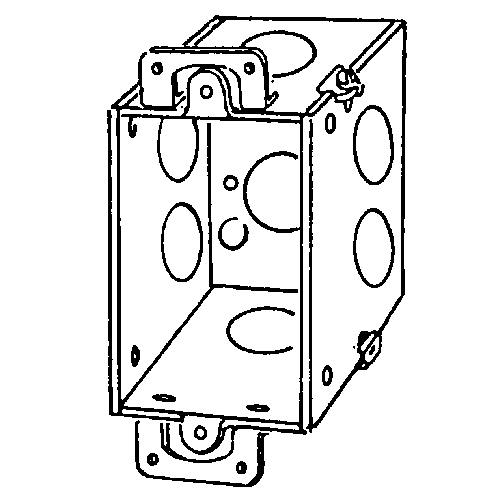 333 Square Corner Gangable Switch Box, Steel, 14 cu-in Capacity, 1 Gangs, 7 Knockouts