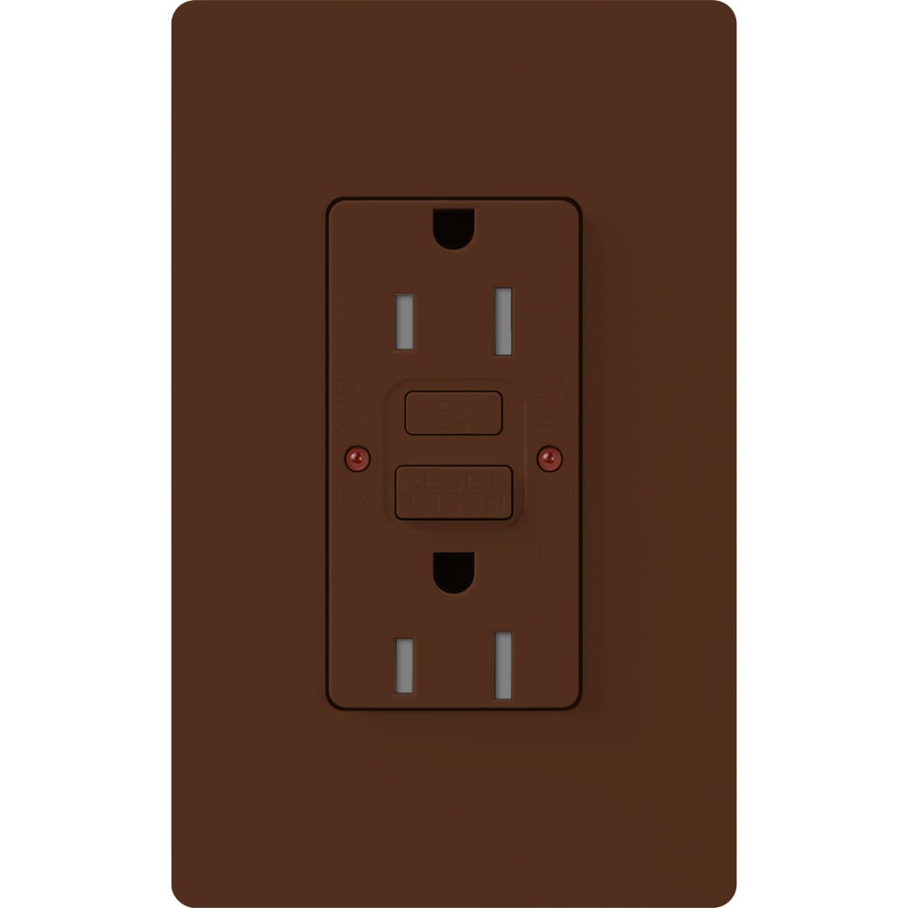 SCR-15-GFST-SI Claro Designer Style Self-Testing Tamper-Resistant GFCI Receptacle, 125 V AC, 15 A, Sienna