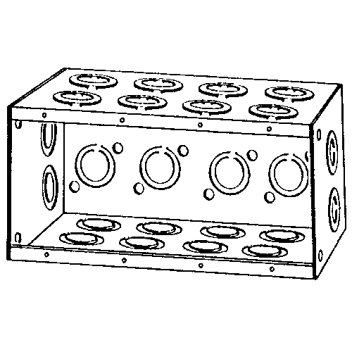 M4-350 M4 Series Non-Gangable Masonry Box, Steel, 92 cu-in, 4 Gangs, 24 Outlets, 24 Knockouts