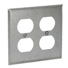 4 In. Sq. 2 Device Wall Plate, 2 Duplex Receptacles, 1/4 In. RaisedfromSurface