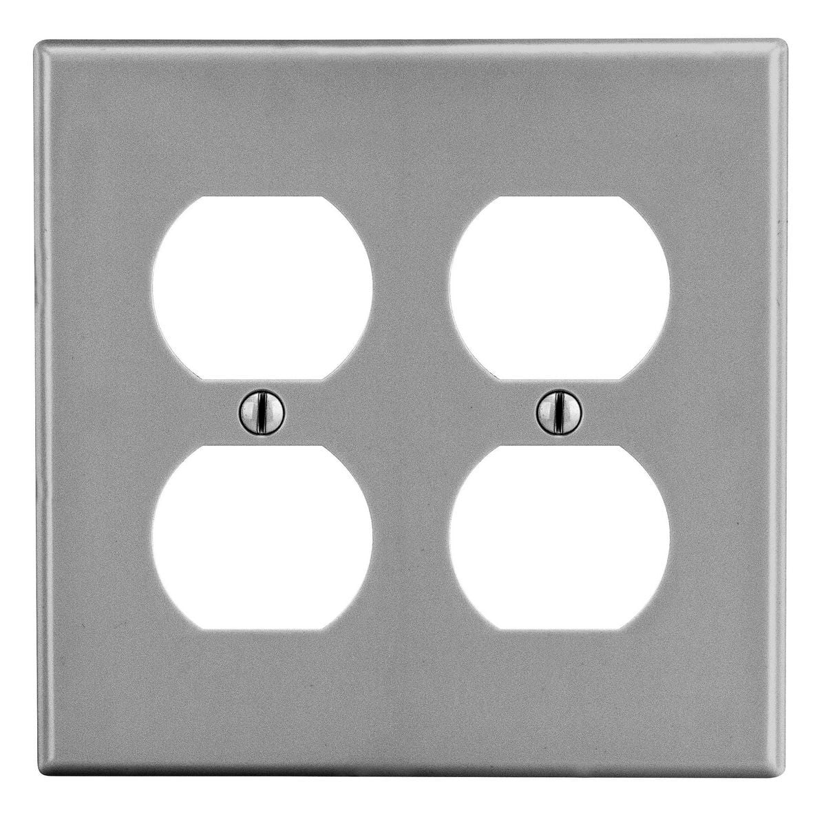 PJ82GY Mid-Size Non-Metallic Wall Plate, 2 Gangs, 5 in W x 4.94 in H, Polycarbonate Thermoplastic, Gray