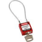 COMPACT CABLE PADLOCK RED 20CM KD