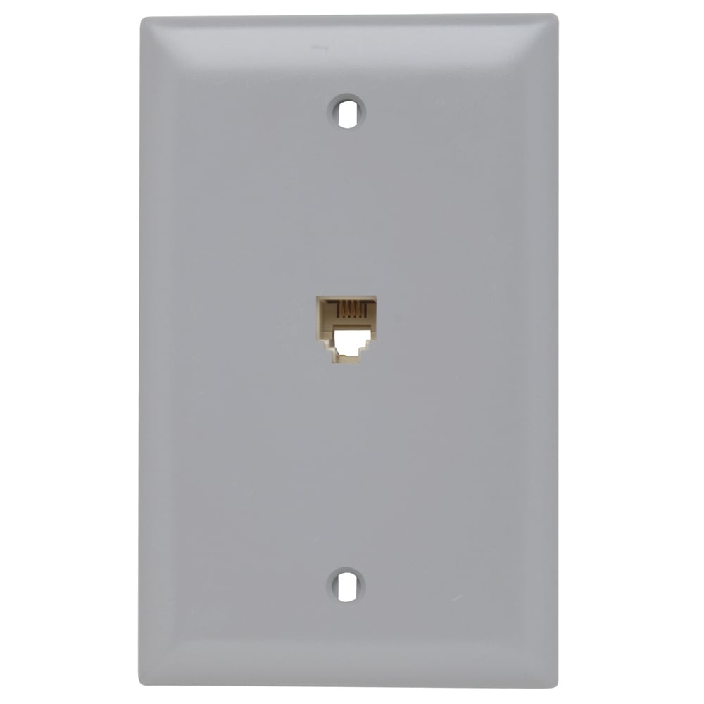 TPTE1-GRY TP Series Standard Vertical Phone Wallplate With Wallplate, 1 Gangs, 5 in L x 2-15/16 in W, Thermoplastic, Box Mount