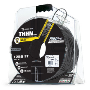 105100801055 PullPro Copper THHN Wire, 12 AWG, Solid, Black, 1250 ft