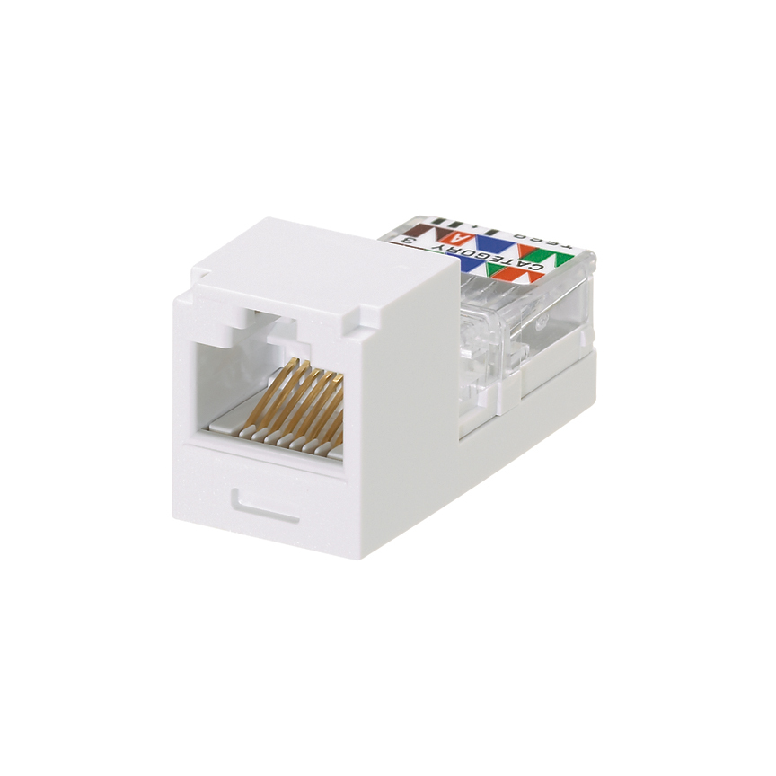 CJ66UWHY PanNet Mini-Jack 1-Slot 6-Position 6-Wire Lead Frame USOC Unshielded Jack Module, Cat 3/Mini-Com Module, Surface Mount, 1 Port, ABS, White