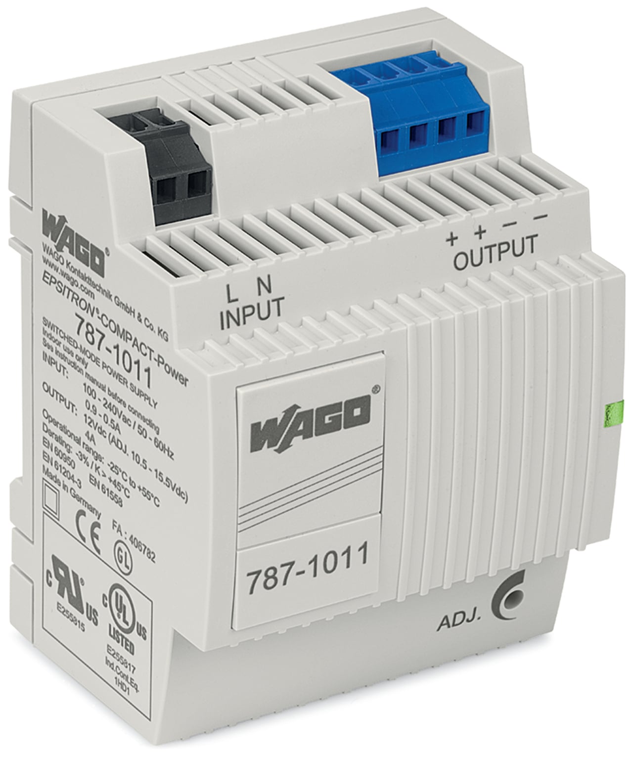 787-1011 1-Phase, 300 V Input, 12 V DC Output, DIN Rail Mount