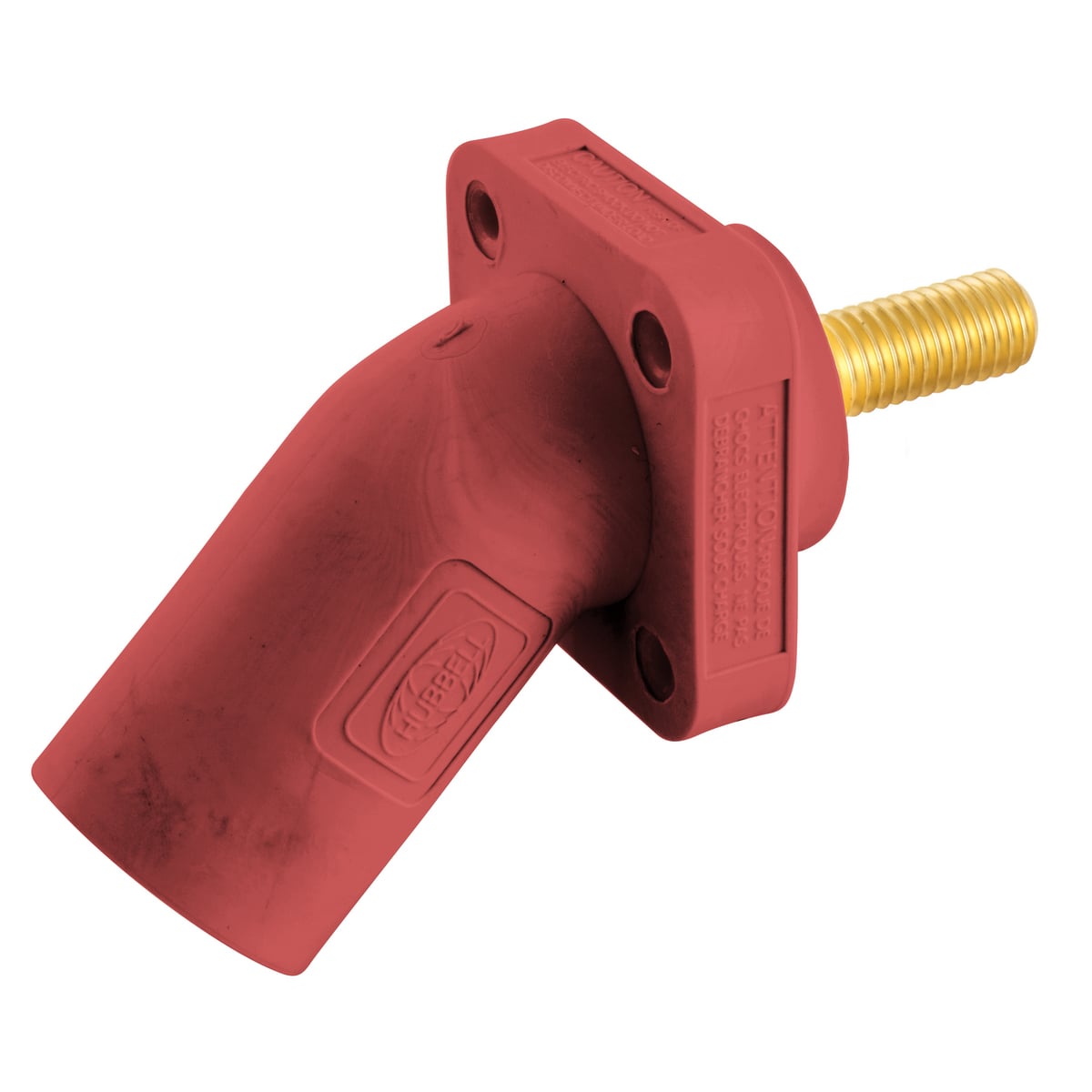 HBLMRASR 16 Series 1-Pole Angled Inlet Male Standard Stud Single Pole Receptacle, 600 V AC/250 V DC, 400 A, 4 to 4/0 AWG Wire, Screw Terminal Connection, 3R/4X/12 NEMA Rating