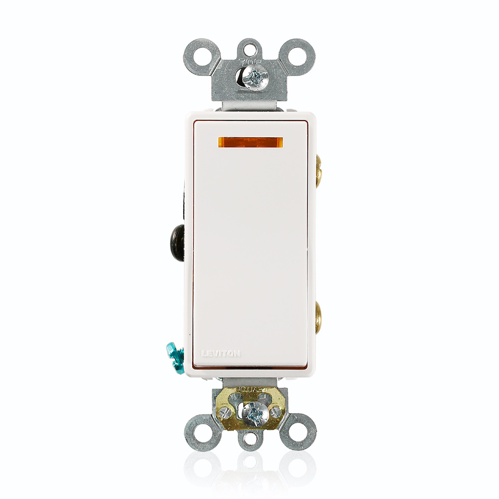 5633-2W Lighted Handle Self-Grounding Illuminated AC Quiet Switch, 120 V AC, 20 A, 1 hp Power Rating