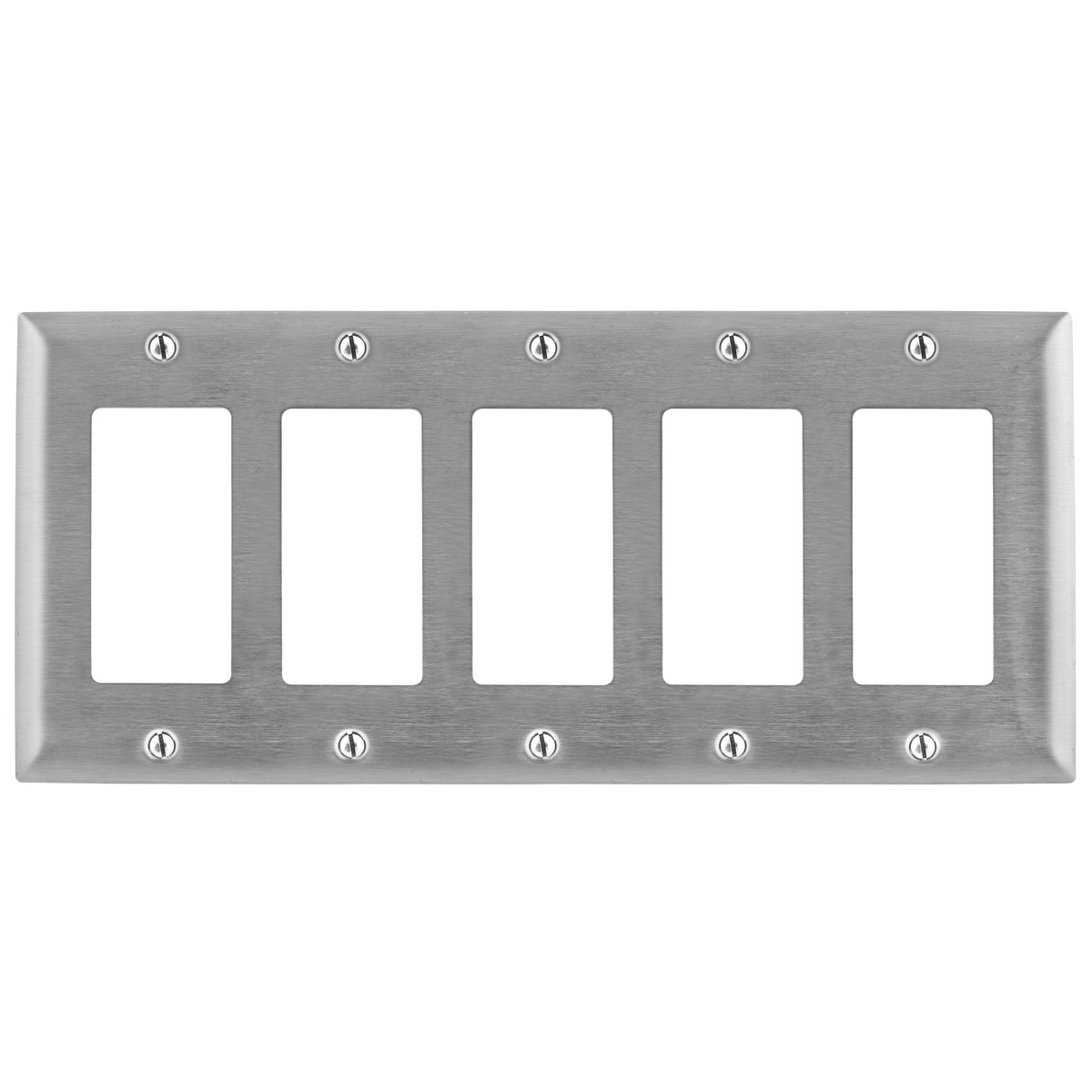SS265 Decorator Standard Sized Wall Plate, 5 Gangs, 302/304 Stainless Steel