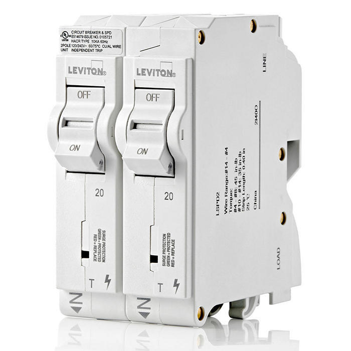 LSPD2-T Type 1 Surge Protective Device, 120/240 V AC, 20 A, 50/60 Hz, 2 Poles, 10 kA SCCR