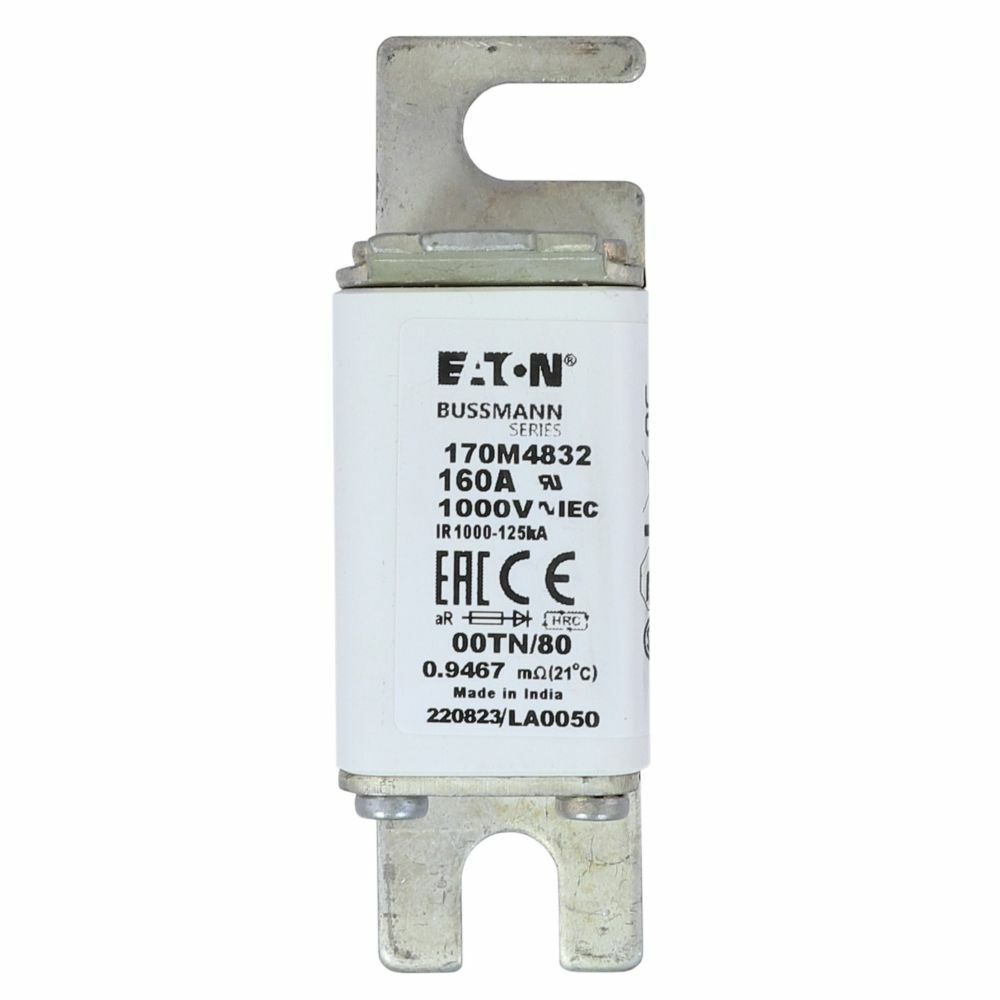 170M4832 Semi-Conductor High Speed Fuse, 160 A, 690/700 V, 125 kA Interrupt, Class: AR, Square Body