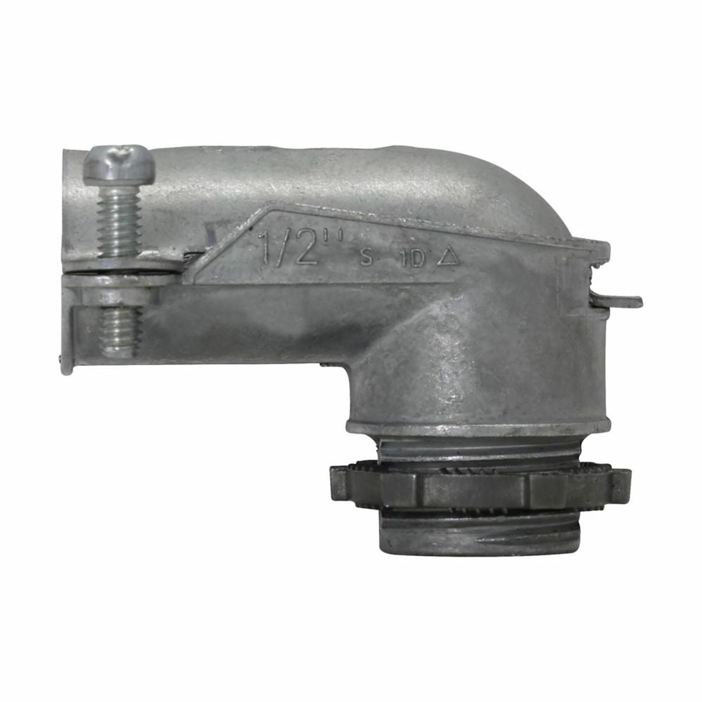742DC Non-Insulated Squeeze Conduit Connector, 2 in Trade, 90 deg, Die Cast Zinc, Zinc Plated